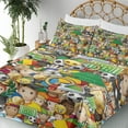 thumbnail image 3 of Ambesonne Football Emoji Fitted & Top Sheet Set with Shams, Glory Soccer Artwork, Jade Green Multicolor, 3 of 5