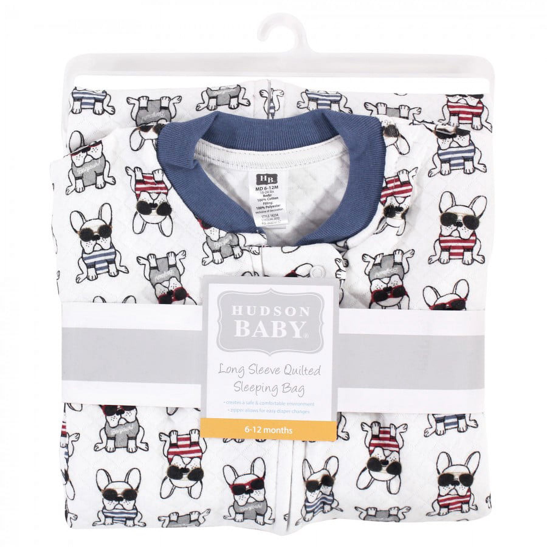 Hudson Baby Infant Boy Premium Quilted Long Sleeve Sleeping Bag and Wearable Blanket, French Dog, 18-24 Months