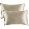 thumbnail image 1 of fundas de almohada de seda helada, color caqui, 20 x 36 pulgadas., 1 of 6