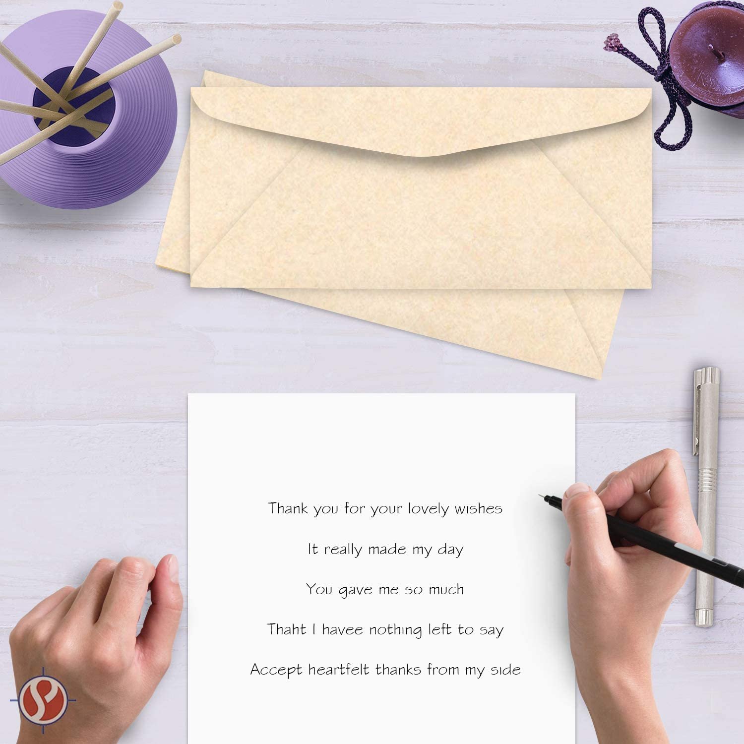 Natural #10 Parchment Business Envelopes – Perfect for Invitations, Greetings, Holiday, Office, Invoices, Letters, Mailings | 4 1/8 x 9 1/2 inches | 50 per Pack