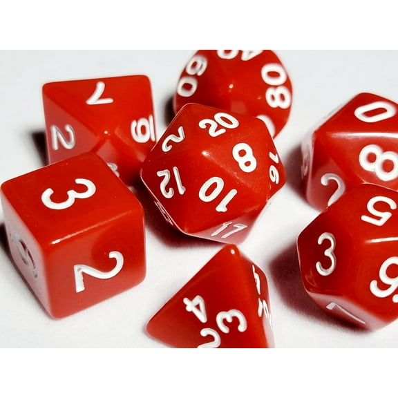 Basic Red DnD Dice Set | Dungeons and Dragons | 7 Dice RPG Polyhedral Set d20