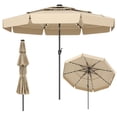thumbnail image 1 of Gymax 10 FT Solar Patio Umbrella w/ 32 LED Lights 3-Tier Vented Top & Tilt Adjustment Beige, 1 of 7