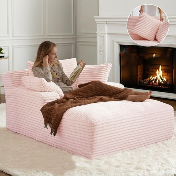 Oversized Chaise Lounge Chair With Soft Corduroy Upholstered Fabric 1 Seat Modern Sofa Couch For Living Room Office
