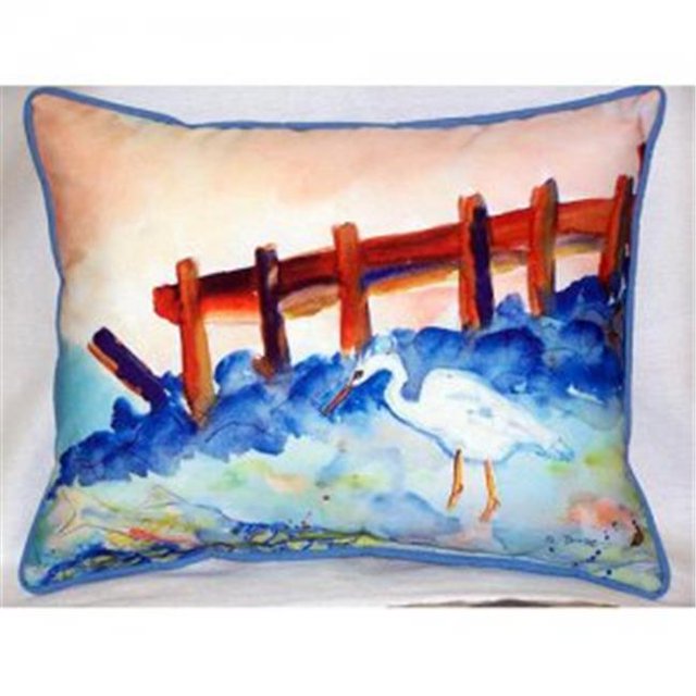 Betsy Drake ZP179 Grand Héron Blanc Coussin Intérieur et Extérieur- 20 x 24 Po.