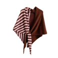 thumbnail image 4 of Chal de rayas de poliéster para mujer, cárdigan de moda para vestidos de clima frío marrón oscuro y rosa, 4 of 8