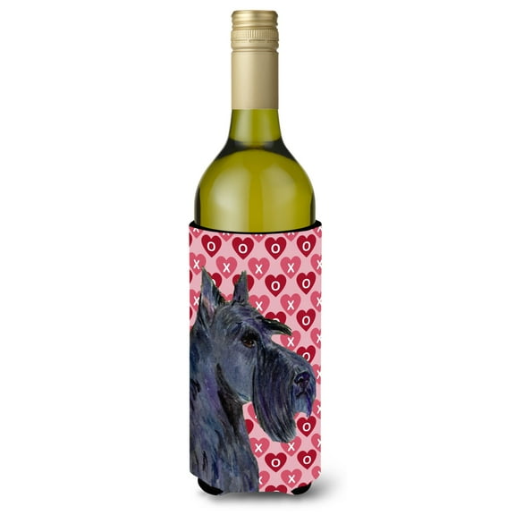 Scottish Terrier Hearts Love Valentines Day Portrait Wine Bottle Hugger