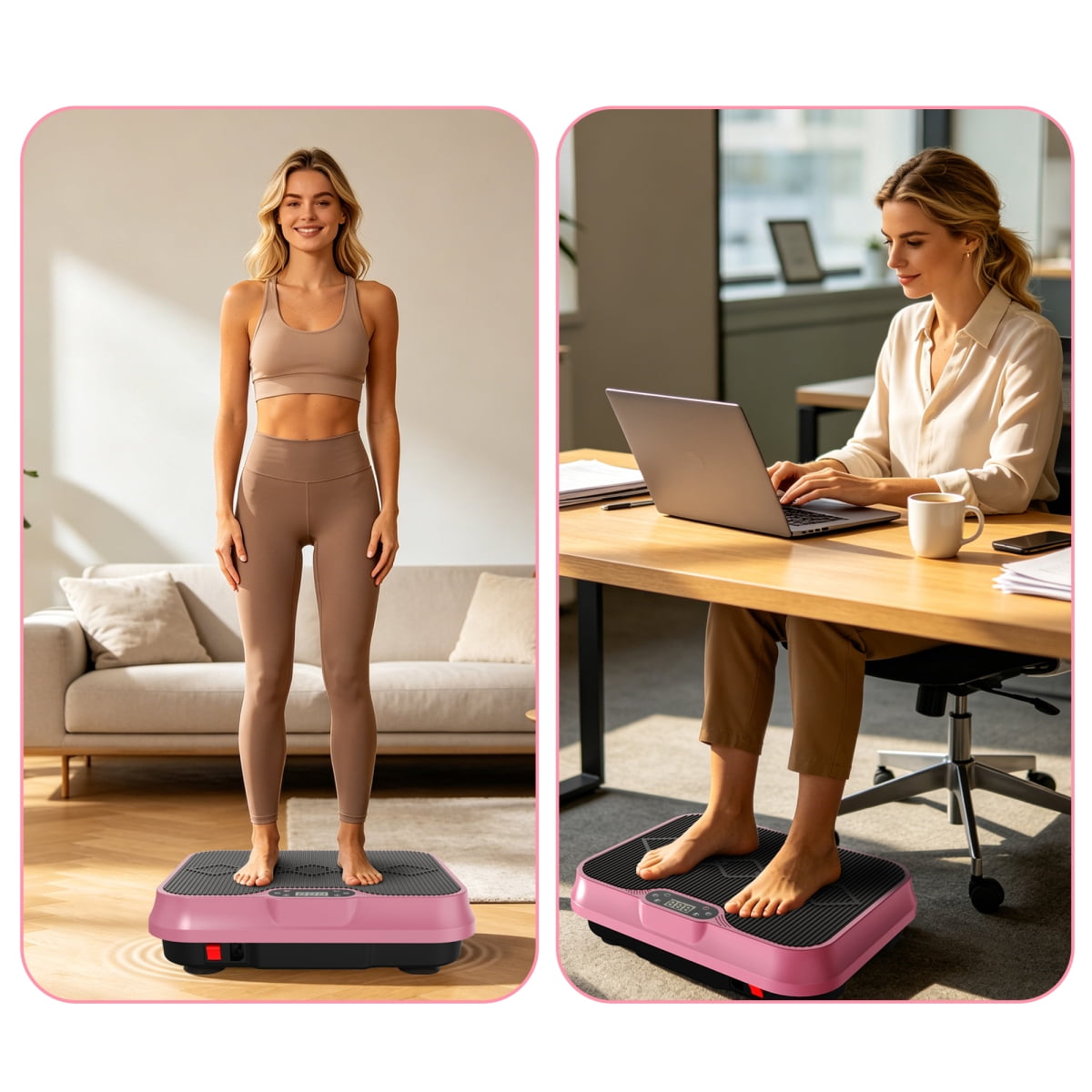 Vibration Plate Exercise Machine, Whole Body Workout Platform with Remote Control, Resistance Bands, Vibration Platform for Home Gym