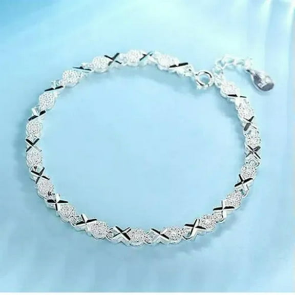 GKNET S925 Sterling Silver Simple Creative XO Temperament Bracelet Boutique Jewelry