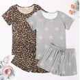 thumbnail image 2 of Ensemble de Pyjama 2 Pcs pour Femmes Manches Courtes Vêtements de Nuit Doux Col Rond Ensemble de Shorts Imprimés avec Poches P-TTG, 2 of 5