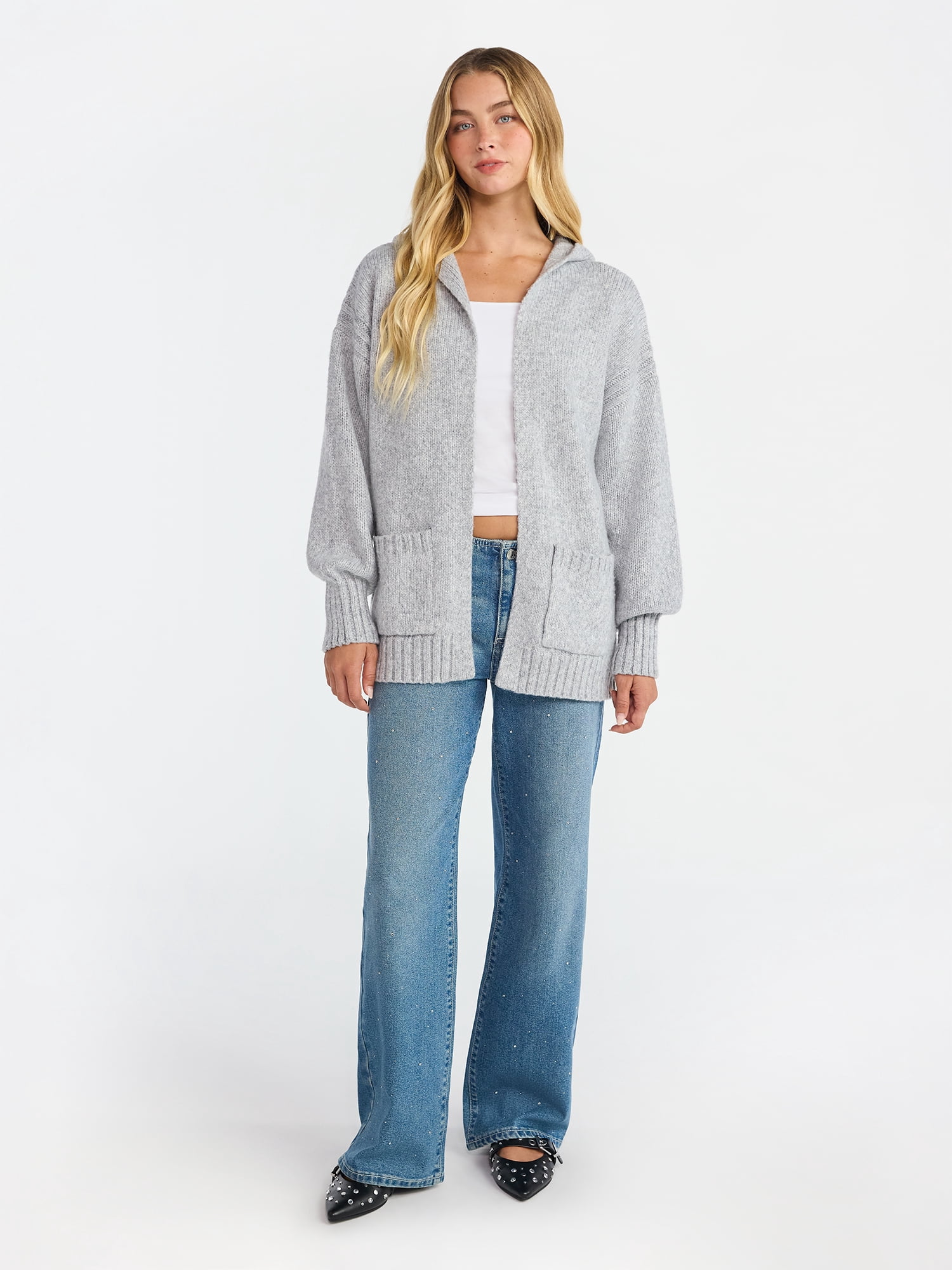 No Boundaries Fashion Hooded Cardigan, Women's Sizes XXS-XXL