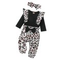 thumbnail image 2 of Qiylii Baby Girls 3Pcs Fall Outfits, Ruffle Long Sleeve Romper + Floral Pants + Headband, 2 of 8