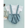 thumbnail image 4 of Faithtur Bébé Strappy Romper Costume Col Rond Manches Courtes T-Shirt Tops + Sangles Réglables Romper Ensemble de Deux Pièces, 4 of 9