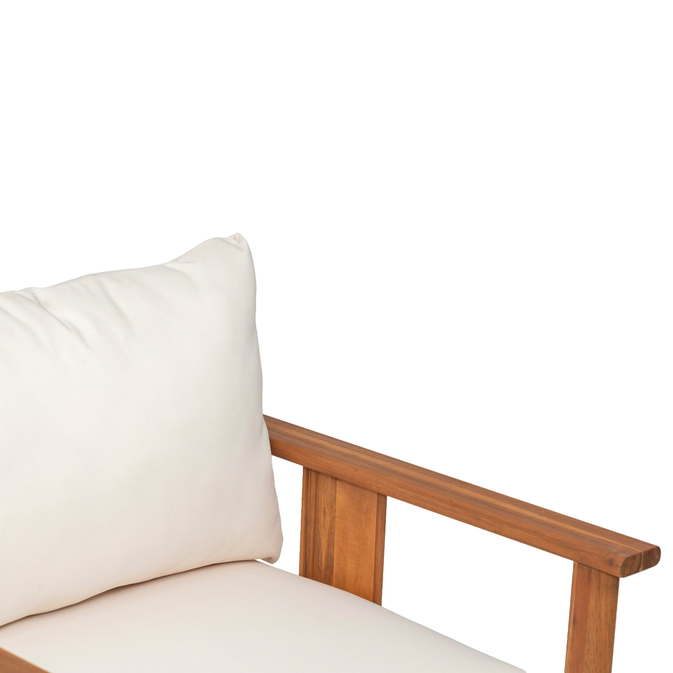 Christopher Knight Home 4 Piece Patio Conversation Set with Cushion, Textilene Backrest, Teak + Beige