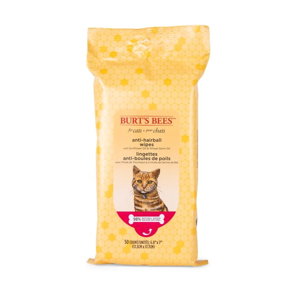 Burt's Bees For Cats Anti-Hairball Wipes 50 Wipes