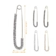 thumbnail image 4 of Mutmorningal 4pcs Rhinestone Brooch Safety Pin Sweater Large Pin Chic Clothing Ornament, 4 of 8