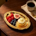 thumbnail image 2 of Slccxzc Iron Metal Gold Vintage Embossed Tray Decorative Dessert Serving Platter Tea Table Decor 1-Piece (Small Size), 2 of 7