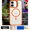 thumbnail image 6 of Shockproof Kickstand Heavy Duty Clear Case For Apple iPhone 16 Plus Compatible With MagSafe With Camera Lens Protector Orange, 6 of 9