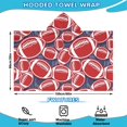 thumbnail image 2 of Red Footballs on Blue Pattern Hooded Bath Towel，60"x35" for Ages 3 To 12 Kids, Quick Dry Lightweight Soft Microfiber Hood Beach Towel Cover Up for Kids, 2 of 7