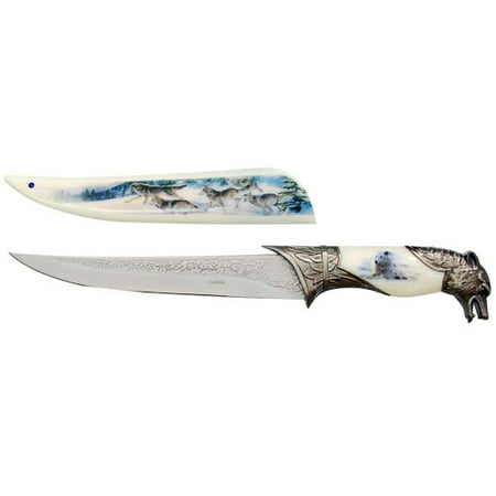 - 14 Inch Ornamental Wolf Dagger Decorative Collectors Knife Outdoor Hunting