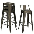 thumbnail image 3 of Spaco 30 Inch Set of 4 Metal Counter Height Barstools with Low Back and Rubber Feet-Gun, Bar Height Stools, Counter Height Bar Stools for Kitchen, Dining Room, 3 of 12