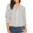 thumbnail image 2 of Goodtrade8 White Fall Tops for Women Plus Size Plus Size Long Sleeve Polka Dot Casual V-Neck Oversized Shirts for Women, 2 of 3