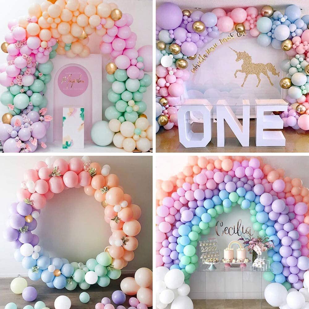 Janinus Pastel Balloon Garland Kit Unicorn Rainbow Macaroon Balloons Arch  Kit 5” 12” 18 inch Pastel Balloons for Baby Shower Children's Party Wedding  Birthday I…