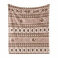 thumbnail image 1 of Animal Soft Flannel Fleece Throw Blanket, Safari Theme Pattern with Elephants and Palm Trees Illustration, Cozy Plush for Indoor and Outdoor Use, 60" x 80", Tan and Brown, by Ambesonne, 1 of 6
