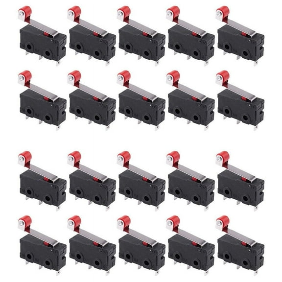 20Pcs Micro-Roller Lever Arm Open Close Limit Switch Kw12-3 Pcb Microswitch