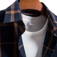 thumbnail image 2 of Work Shirts for Men Men's Leisure Plaid Long Sleeve Slim Single Breasted Turn-Down Collar Shirt Mens Shirt Navy S, 2 of 6