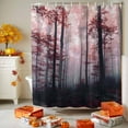 thumbnail image 3 of Shower Curtains Sets for Bathroom Decor Autumn Mist Tree Forest Waterproof Bathroom Curtain with Hooks, Nature Red Leaves Botantical for Bathroom Decor,60x72IN, 3 of 6