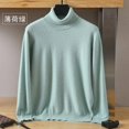 thumbnail image 1 of Autumn/Winter New Men's 100% Pure Wool Cold Resistant Clothing High Polo Collar Solid Color Pullover Fashion Sweater, 1 of 5