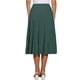thumbnail image 3 of Faldas midi para mujer INSPIRE CHIC, sólidas, con cintura elástica, en línea A, con volantes y bolsillos, XL, verde ejército, 3 of 6