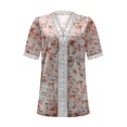 thumbnail image 3 of ICHUANYI Clearance Women Fashion Summer Sexy Fold Printed Regular Women Short Sleeves V Neck Button(Orange, XXL) ICHUANYI WER2023080802994, 3 of 5