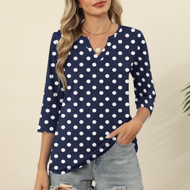 mfyjkho Tops Para Hacer Ejercicio, Camiseta De Manga Tres Cuartos Con Cuello En V Y Estampado De Moda Para Mujer Tops Para Hacer Ejercicio Para Mujer Xxl