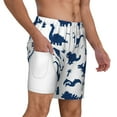 thumbnail image 3 of Picia Cute Cartoon Dinosaurs pattern Mens Swim Trunks with Compression Liner Stretch Beach Shorts Quick Dry with Zipper Pockets No-Chafing Board Shorts-Small, 3 of 9