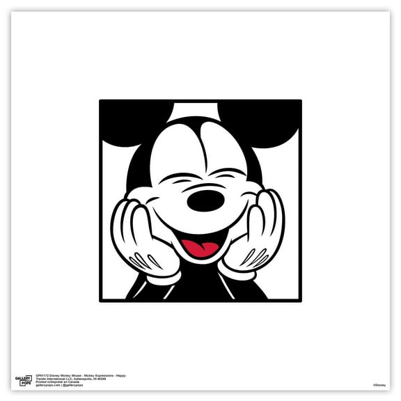 Gallery Pops Disney Mickey Mouse - Mickey Expressions - Happy Wall Art, Unframed Version, 12" x 12"