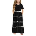 thumbnail image 2 of ATOGUTA Big Girls Dresses Short Sleeve Floral Print Loose Casual Long Maxi Dress with Pockets Black, Size 4-14 Years, 2 of 6