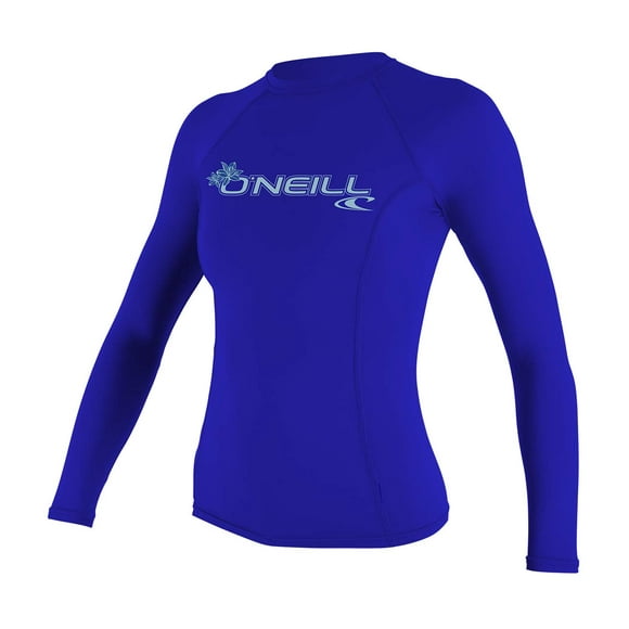 O'NEILL Wetsuits UV Sun Protection Womens Basic Skins Long Sleeve Crew Sun Shirt Rash Guard, Tahitian Blue, Medium