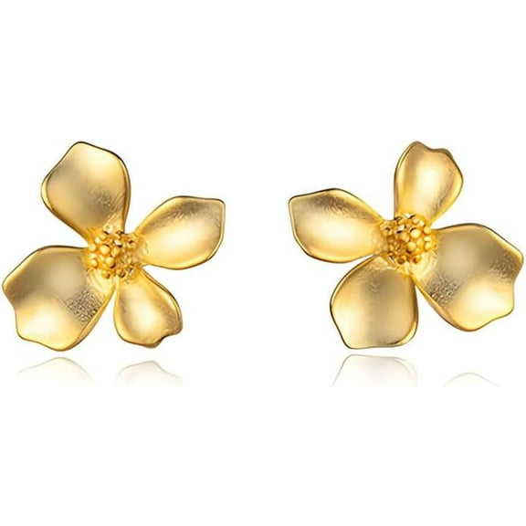 Gold Flower Earring Sweet Gardenia Flower Stud Earrings for Women