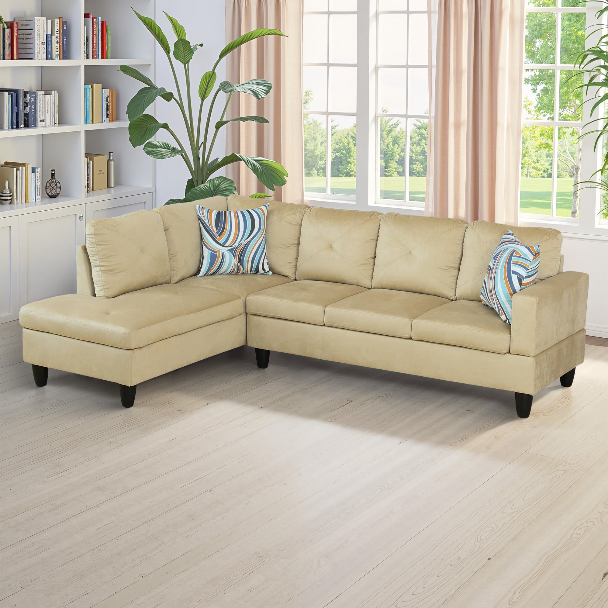 MAYEERTY Microfiber 3-Piece Living Room Sofa Set，Beige