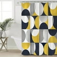 thumbnail image 5 of Yellow Black Shower Curtain, 36" x 72", Nordic Retro Medieval Geometric Abstract Waterproof Bathroom Curtain Washable Shower Curtain Set with 12 Hooks, 5 of 6