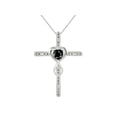 thumbnail image 2 of RYLOS Matching Jewelry 14K White Gold Claddagh Ring & Cross Necklace. Heart Gemstone & Diamonds, 6MM Onyx October Birthstone; Size 7, 2 of 5