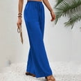 thumbnail image 6 of Sngxgn Womens Casual Pants Drawstring Elastic Waisted Straight Pants Loose Ladies Pants(Blue,XL), 6 of 7