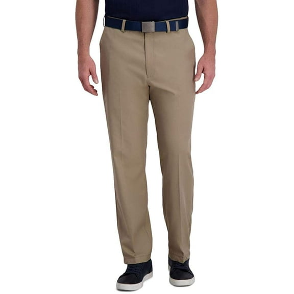 Men's Haggar® Cool Right® Performance Flex Classic-Fit Flat-Front Pants Color: Khaki Size: 44X30