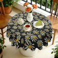 thumbnail image 4 of Round Tablecloth 60 Inch Floral Table Cover Daisy Wrinkle Free Kitchen Dining, 4 of 5