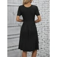 thumbnail image 5 of Mengpipi Dresses for Women Summer Casual Crew Neck Loose Flowy with Pockets, Black-L(US 12-14), 5 of 6