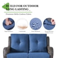 thumbnail image 3 of PARKWELL Patio Rattan Seat Sofa Cushioned Loveseat,Outdoor Wicker Furniture,Blue, 3 of 11