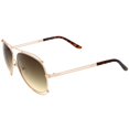 thumbnail image 4 of zeroUV Unisex Modern Metal Floating Border Brow Bar Gradient Lens Aviator Sunglasses 59mm (Gold / Green-Brown Gradient) - 59mm, 4 of 5