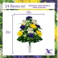 thumbnail image 2 of Sympathy Silks Artificial Cemetery Flowers Purple Rose/Yellow Dahlia/White Orchid Bouquet & Saddle with Vase, 2 of 7
