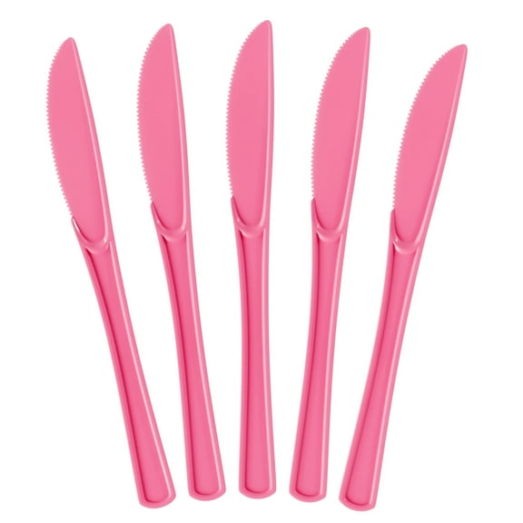 Exquisite Disposable Plastic Knives - 50 Count - Heavy-Duty, Pink